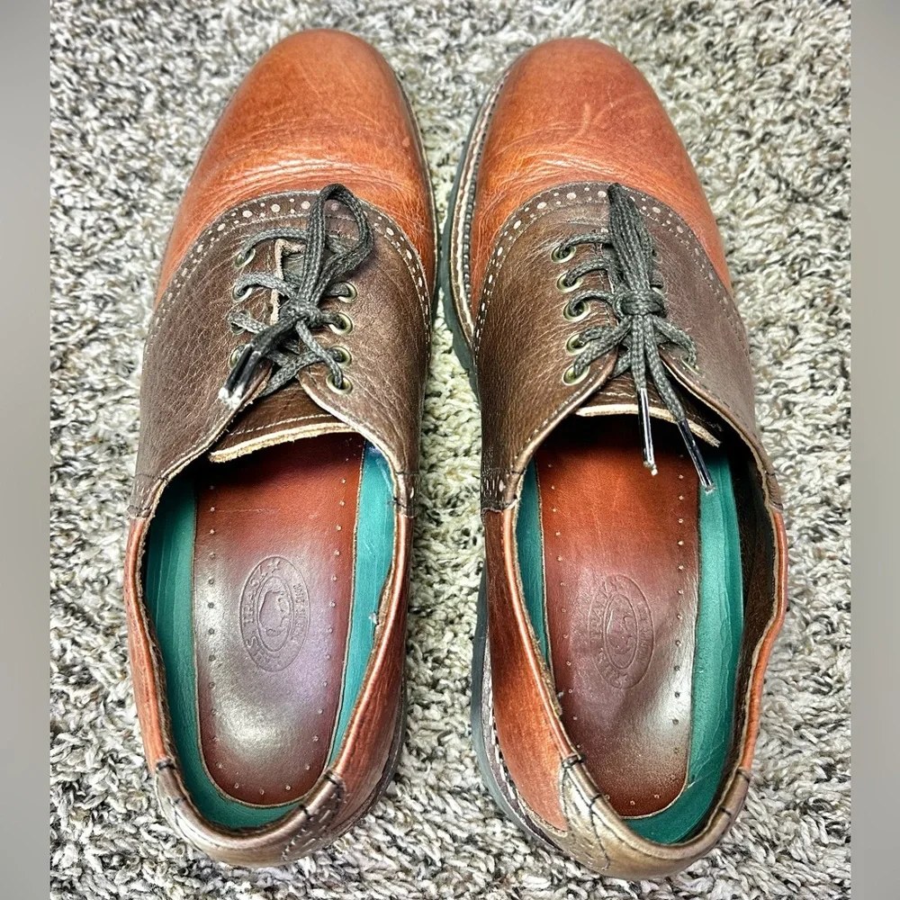 H.S. Trask Shoes Mens Size 8.5M Oxfords Saddle 2 Tone Casual Bison Leather Brown